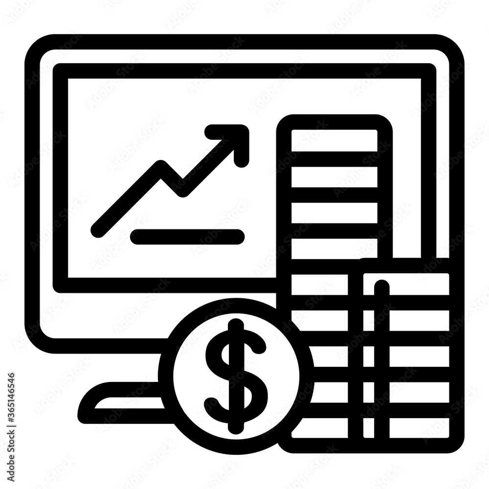Poster coin stack report icon. outline coin stack report vector icon for web design isolated on white backg