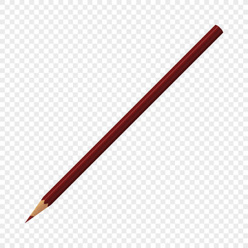 Single red isolated crayon pencil on transparent background