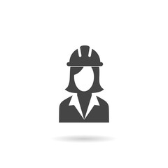 Woman engineer construction icon with shadow