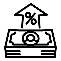 Percent cash money icon. Outline percent cash money vector icon for web design isolated on white background