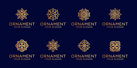 set of ornament logo line art style luxury - obrazy, fototapety, plakaty