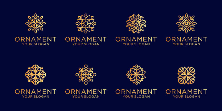 set of ornament logo line art style luxury