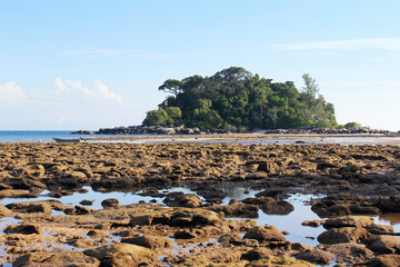 Seaside view of low tide with the mountain at Tioman Island © Crystaltmc