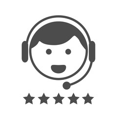 Support service icon Vector Customer Star Ratings for male Online Avatar with Headset in Glyph Pictogram