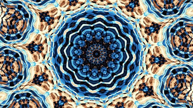 Transforming ornamental vintage mosaic art circle in retro Art Nouveau style. Seamless loop footage.
