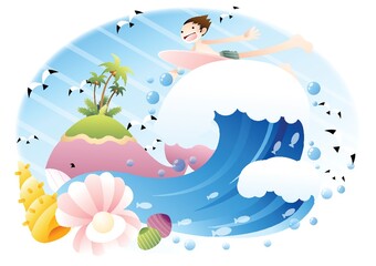 boy surfing in the sea