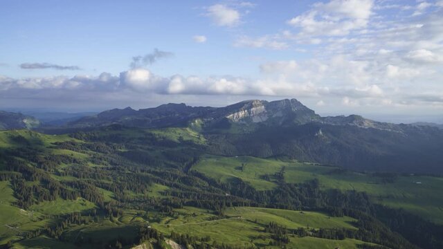 The beautiful green mountain landscape of Augstmatthorn, Switzerland - time lapse