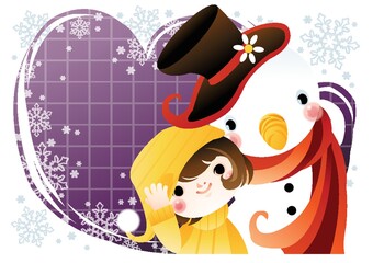 girl with snowman