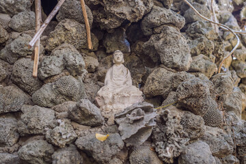 Chua Tu Van temple made of shells and corals or the dragon maze. Travel to Vietnam Concept