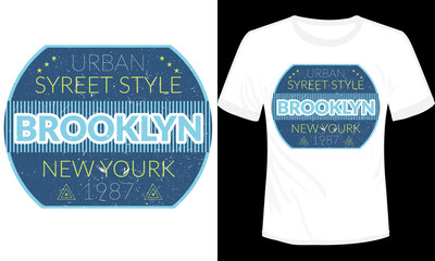 Vector illustration of NYC Urban Brooklyn t-shirt vector design, Colorful NYC retro style T-shirt design