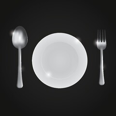 plate with spoon and fork