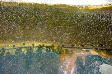 川に流れる散った桜