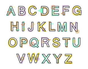 Set of colorful modern alphabet.