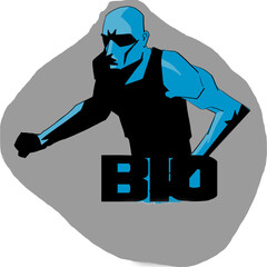 Creative digital painting of Blue man character