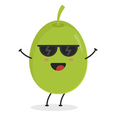 Cute flat cartoon olive illustration. Vector illustration of cute olive with a smiling expression. 
