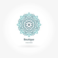 Bright juicy beautiful circular logotype. Logo for boutique, sweets. Company mark, emblem, element. Simple geometric mandala logo. Kaleidoscope logo.