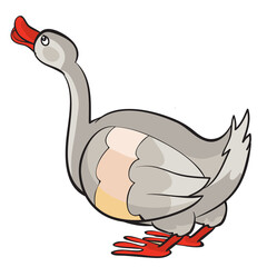 gray goose, cartoon illustration, isolated object on a white background, vector illustration,