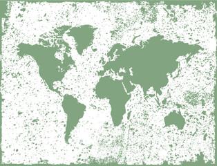 Grunge  world map background.