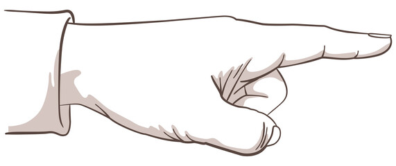 Point the finger. Illustration isolated on white background of a man hand pointing the index finger.