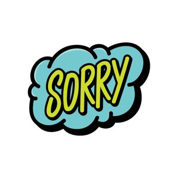 comic speech bubble with the word sorry