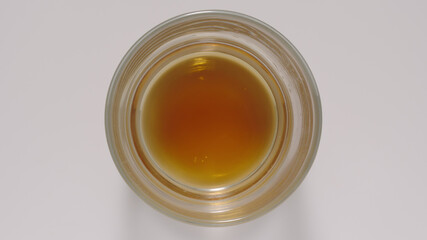 TOP VIEW: Empty glass after a soda water