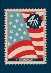 Fototapeta premium american independence day postage stamp