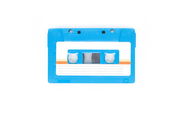 Close up of vintage audio old tape cassette isolated.