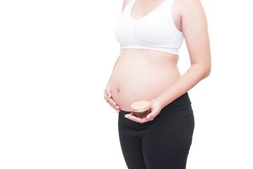 pregnancy with cream on white background
