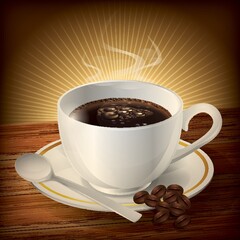 coffee cup and beans