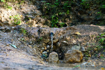 the source among the rocks and sand