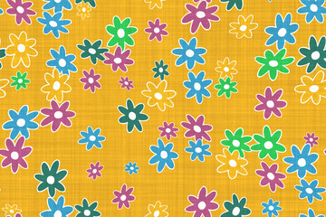 Textile fashion print. Linen fabric texture with geometric pattern. Cotton fabric background illustration