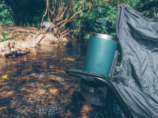 Thailand The tent near a brook with good weather in the forest at 
Suan Phueng, Ratchaburi Province