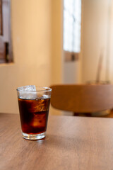 cold brew coffee glass with ice cube