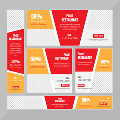 Food & Restuaruant Concept web Bannar set Design.