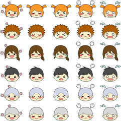 年代別　顔　アイコン　アウトライン　表情