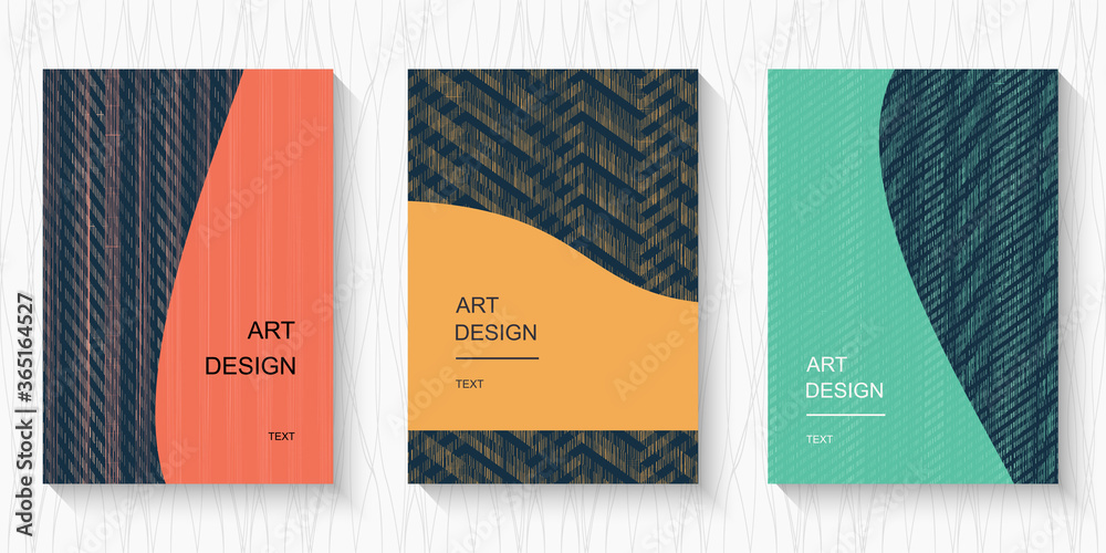 Aufkleber set of vector modern colorful abstract covers with shabby stripes. can be used for your designs for 