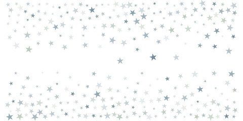silver stars background, sparkling christmas lights confetti falling isolated on white. magic shining Flying stars glitter cosmic backdrop, sparkle vector border