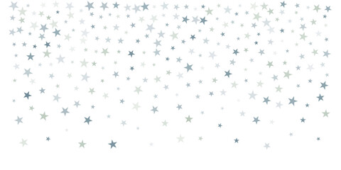silver stars background, sparkling christmas lights confetti falling isolated on white. magic shining Flying stars glitter cosmic backdrop, sparkle vector border