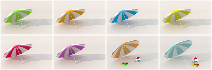beach umbrellas isolated on white