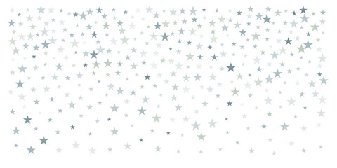 silver stars background, sparkling christmas lights confetti falling isolated on white. magic shining Flying stars glitter cosmic backdrop, sparkle vector border