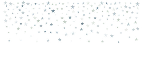 silver stars background, sparkling christmas lights confetti falling isolated on white. magic shining Flying stars glitter cosmic backdrop, sparkle vector border