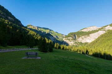 Wonderful landscape of Dolomite Alps during sunset. Location: Val Di Funes, Dolomites, Italy. Amazing nature background. Artistic picture. Beauty world. Panorama