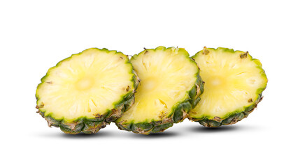 pineapple with slices isolated on white background.Clipping Path