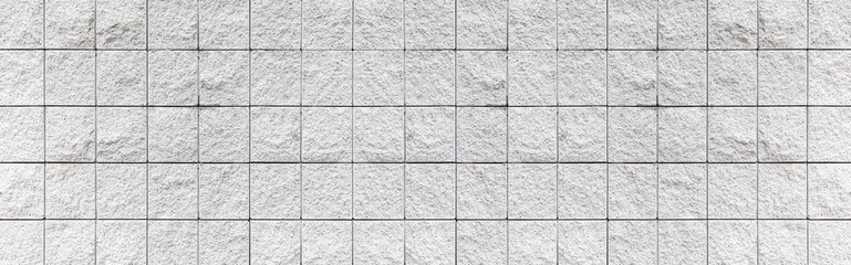 Panorama of Cement white stone block walls pattern and seamless background
