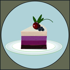 Cheesecake with berries. Element of cake, illustration icon.