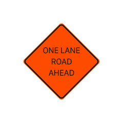 One Lane Road Ahead Sign Vector. Road Sign Symbol Modern, Simple, Vector, Icon For Website Design, Mobile App, Ui. Vector Illustration