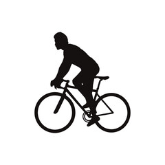 silhouette of man riding a bike character illustration vector