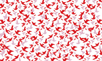Seamless pattern with birds and foliage, nice orange texture with birds  on white background