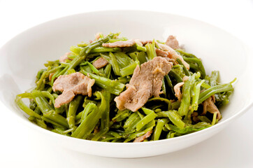 空芯菜の茎と豚肉の炒め物

