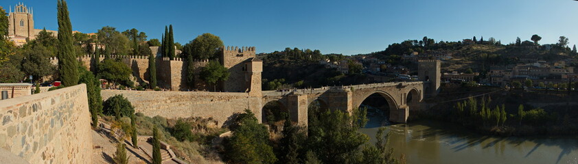 Fototapeta na wymiar View of San Martin's Bridge over the river Tagus in Toledo,Castile–La Mancha,Spain,Europe 